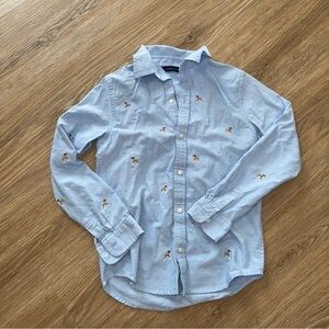 Janie and Jack Sky Blue Button Down with Little Bulldogs Size S